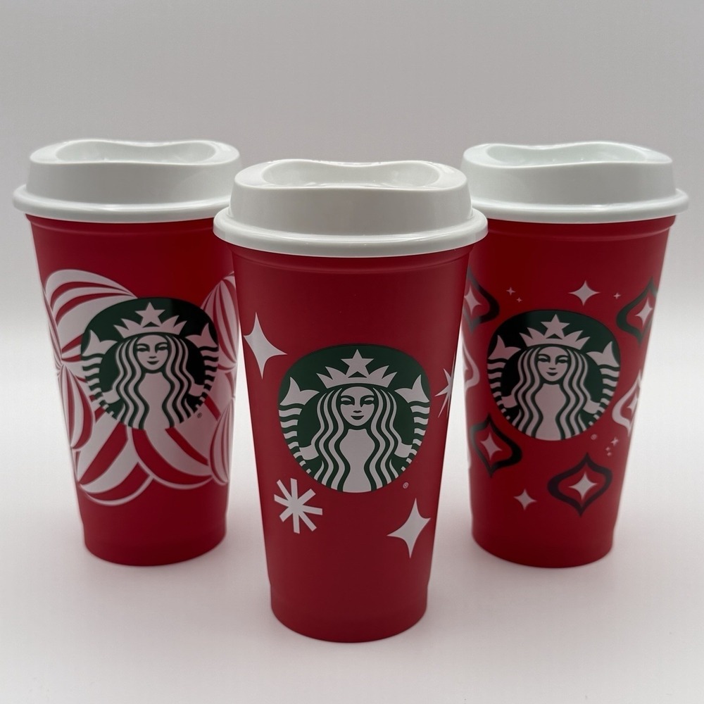 Starbucks Holiday Reusable Red Cup Set 25 Years Edition Collectible‎